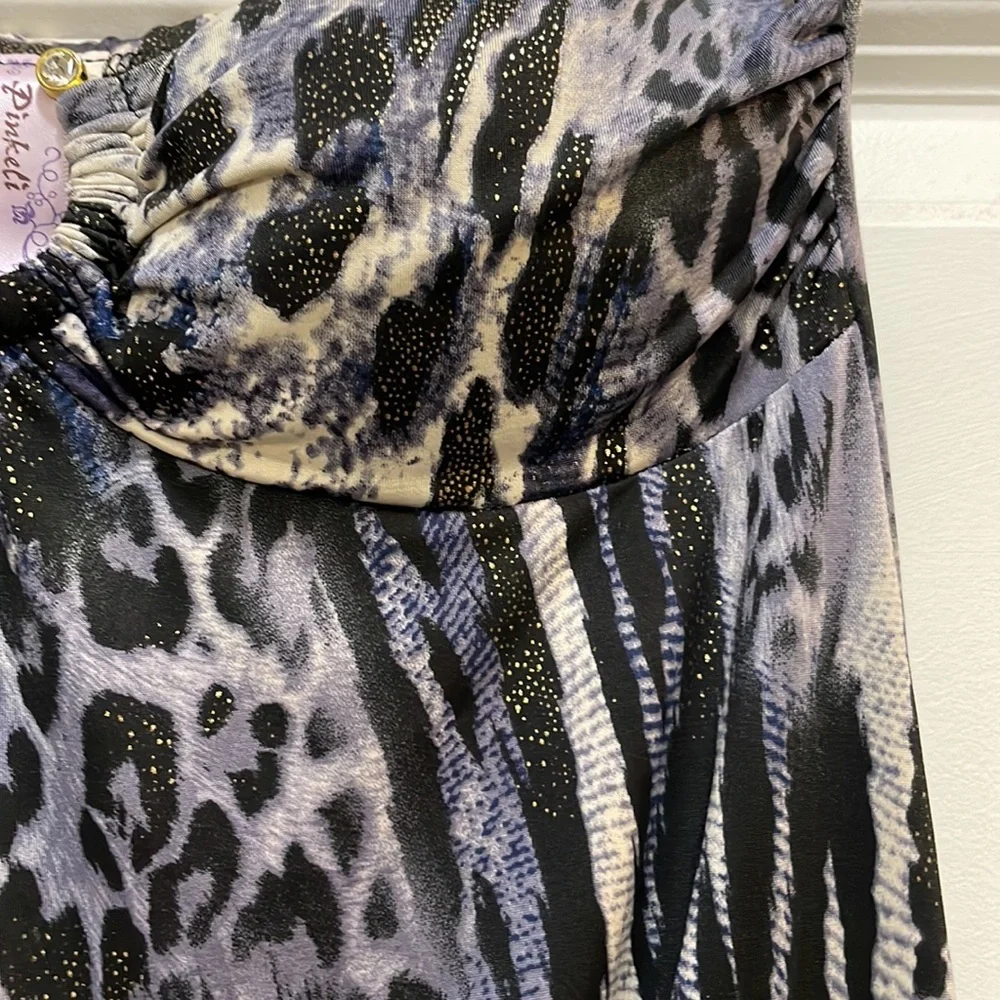 Navy Creme Black & Gold Strapless Leopard Top - Picture 2 of 9